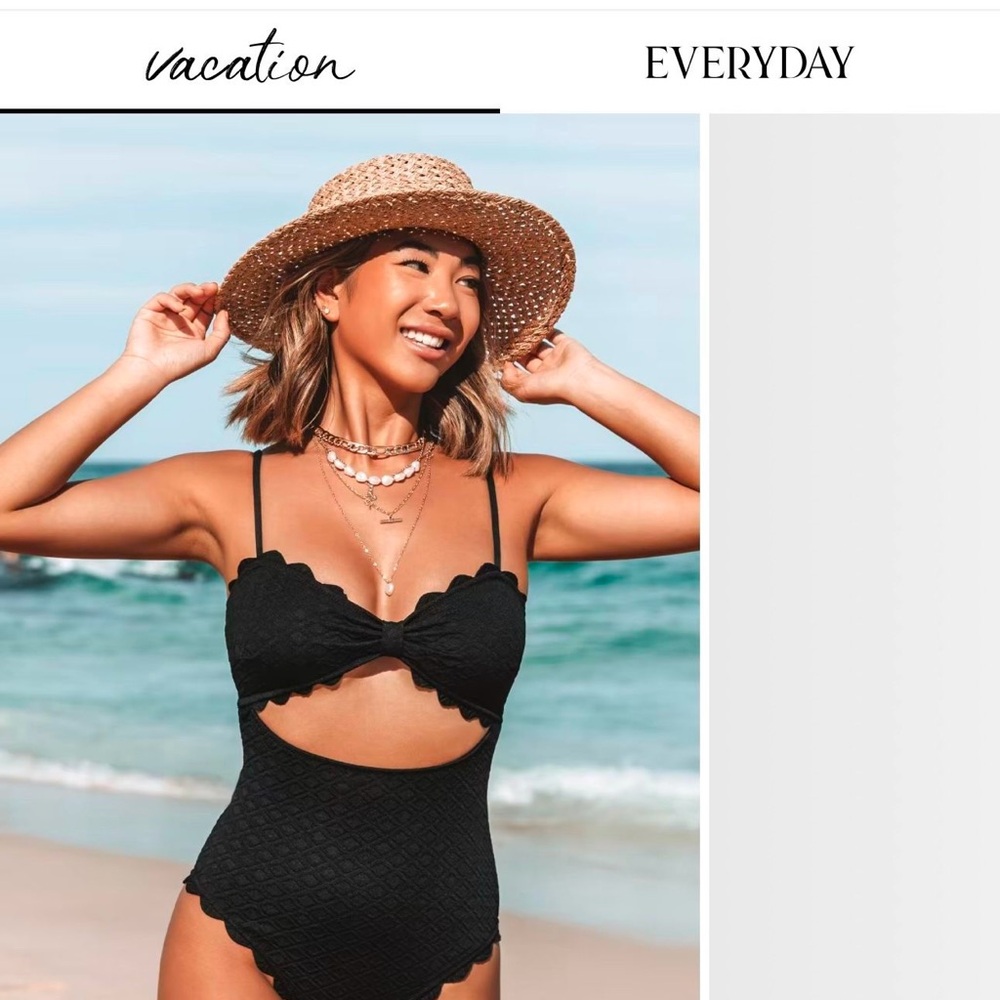 Black Scalloped Swimsuit